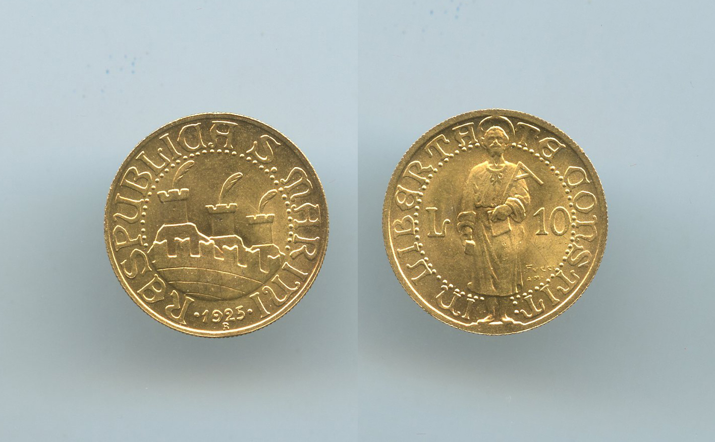 SAN MARINO, Vecchia monetazione (1864-1938) 10 Lire 1925