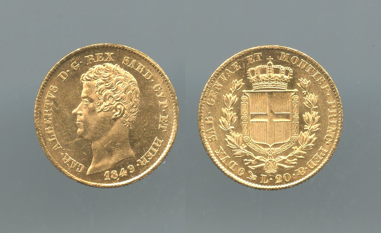 REGNO DI SARDEGNA, Carlo Alberto (1831-1849) 20 lire 1849 Genova