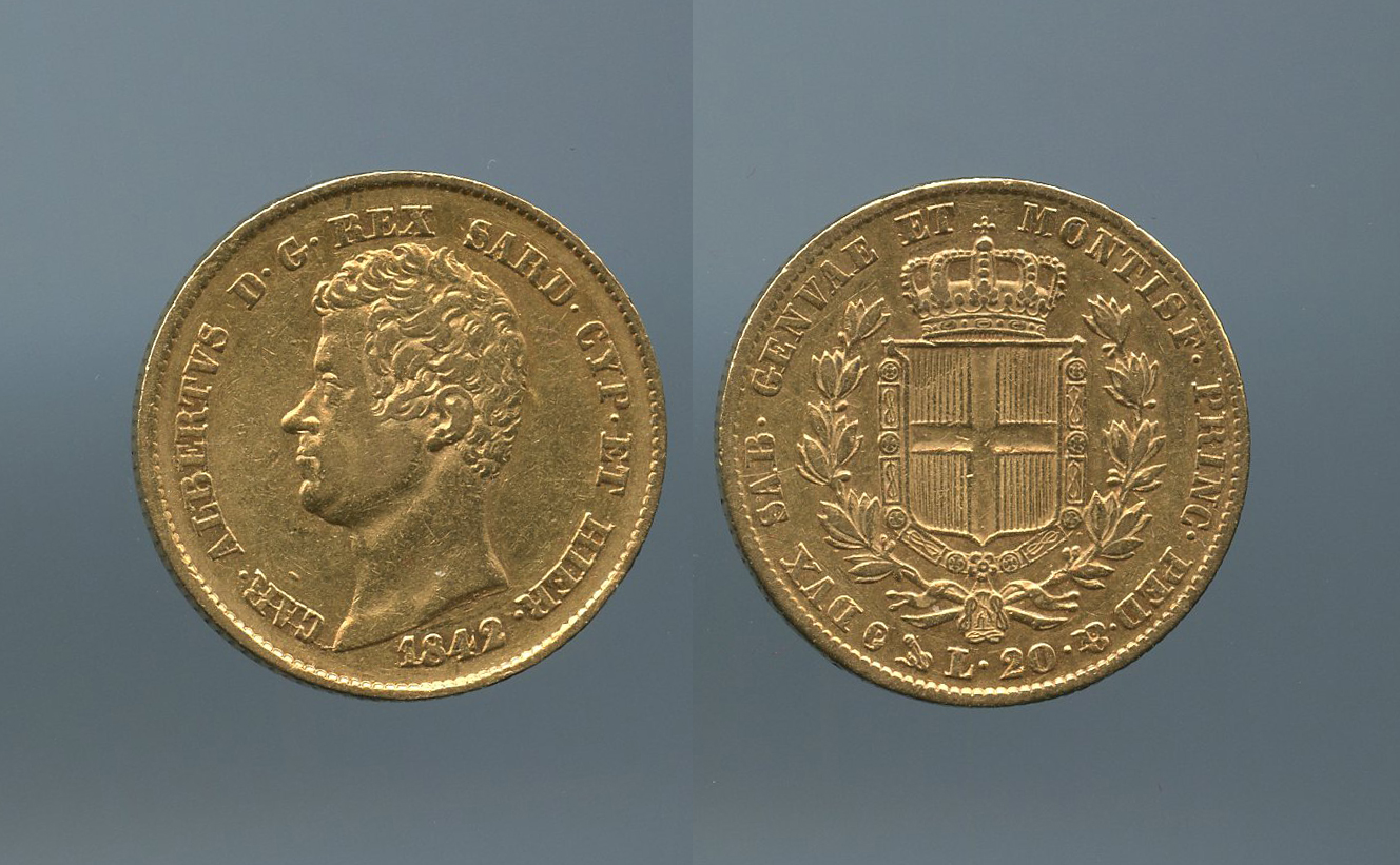 REGNO DI SARDEGNA, Carlo Alberto (1831-1849) 20 Lire 1842 Genova