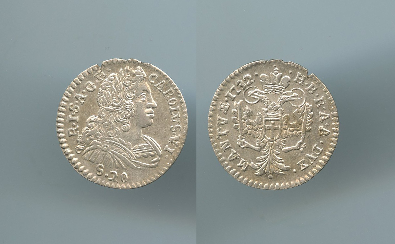 MANTOVA, Carlo VI (1707-1740) Lira o 20 Soldi 1732