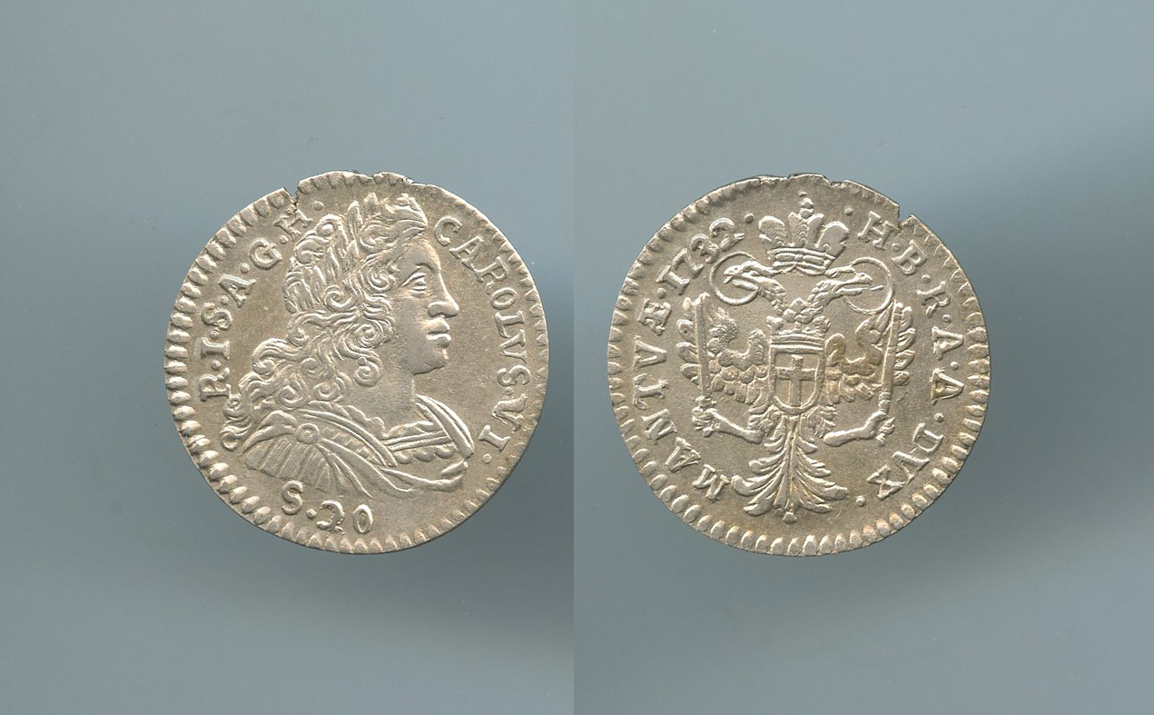 MANTOVA, Carlo VI (1707-1740) Lira o 20 Soldi 1732