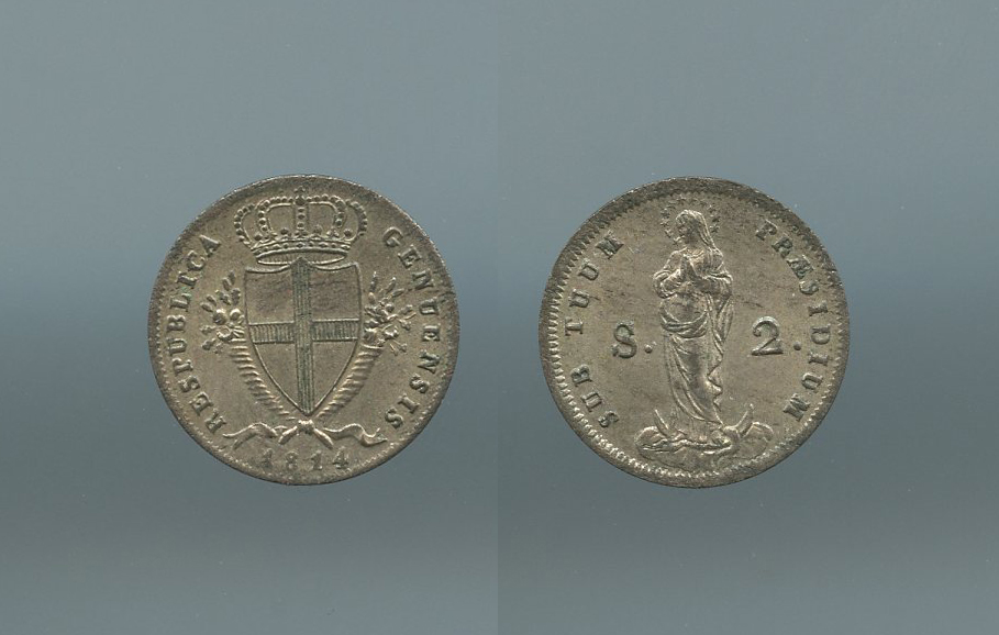 GENOVA, Repubblica Genovese (1814) 2 Soldi 1814