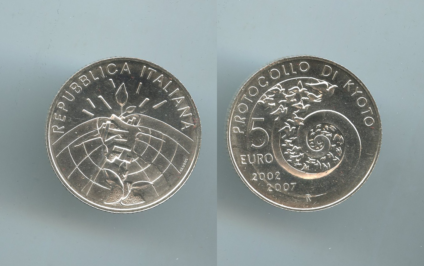 REPUBBLICA ITALIANA, 5 Euro 2007 "Ratifica del Protocollo di Kyoto"