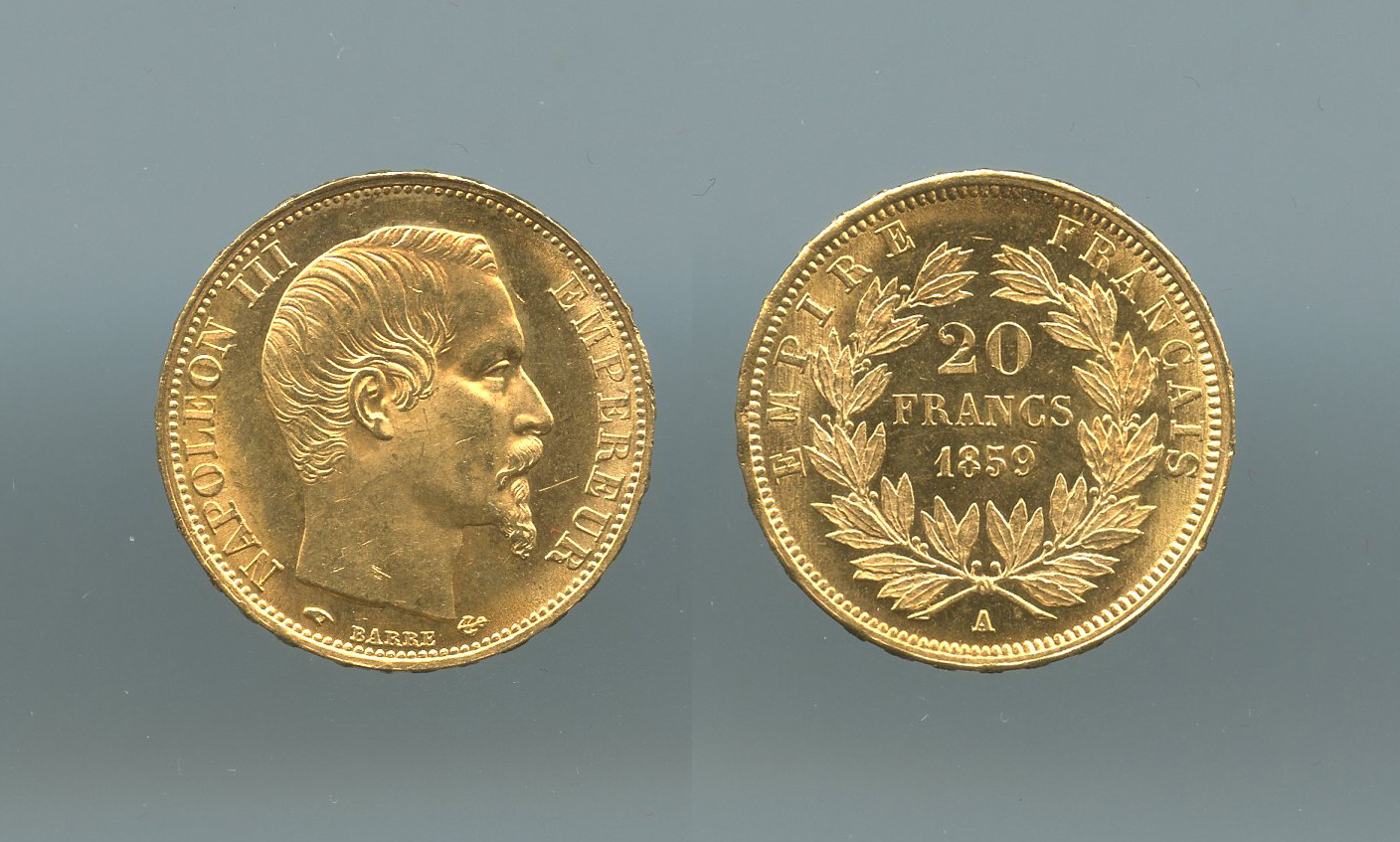 FRANCIA, Napoleone III (1852-1870) 20 Francs 1859 A