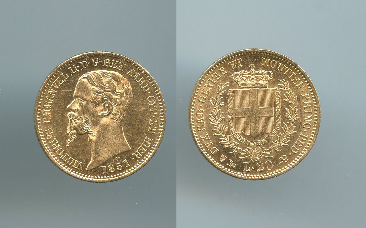 REGNO DI SARDEGNA, Vittorio Emanuele II (1849-1861) 20 lire 1851 Genova