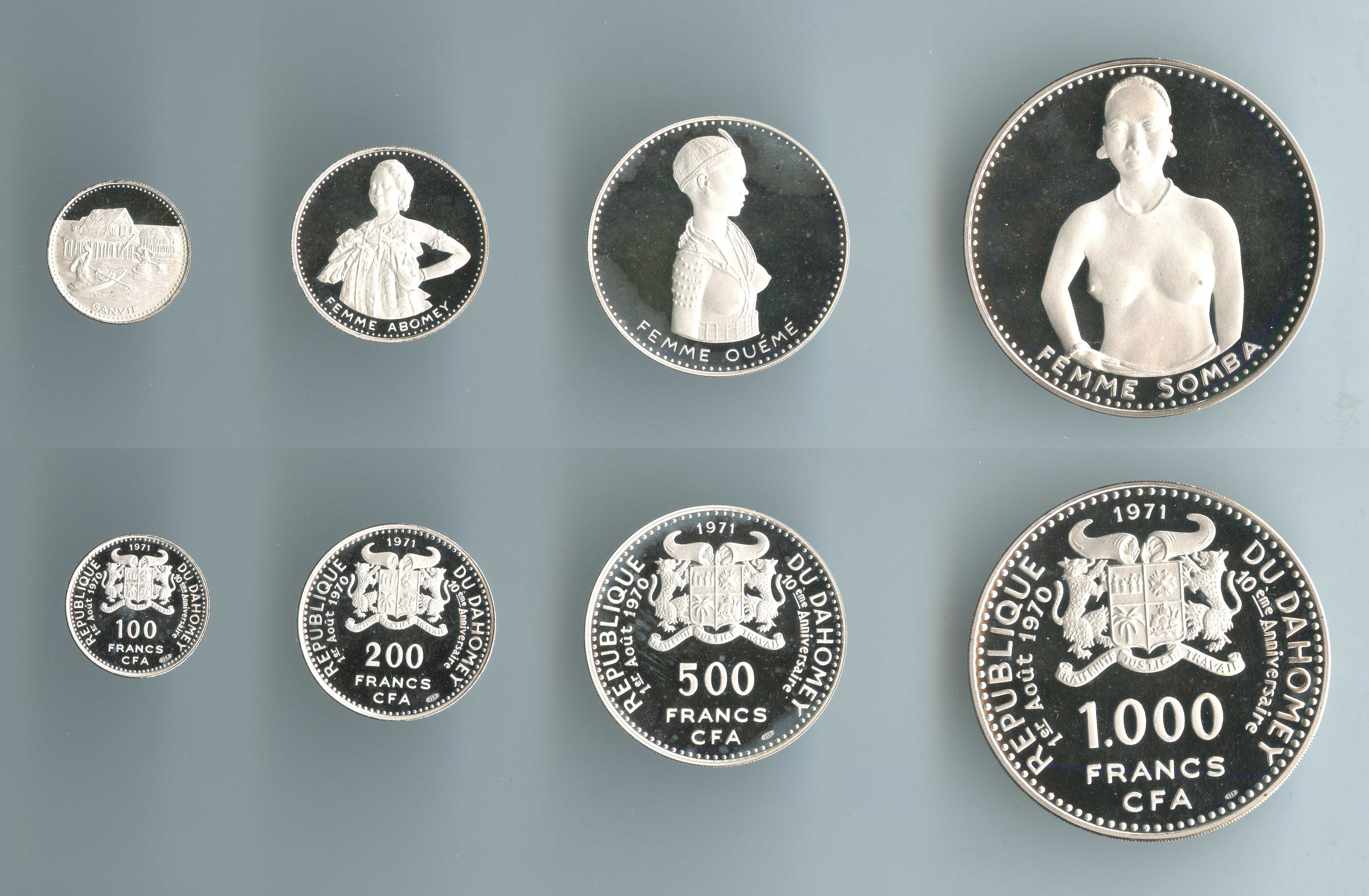DAHOMEY, Serie 1000 - 500 - 200 - 100 Francs 1971