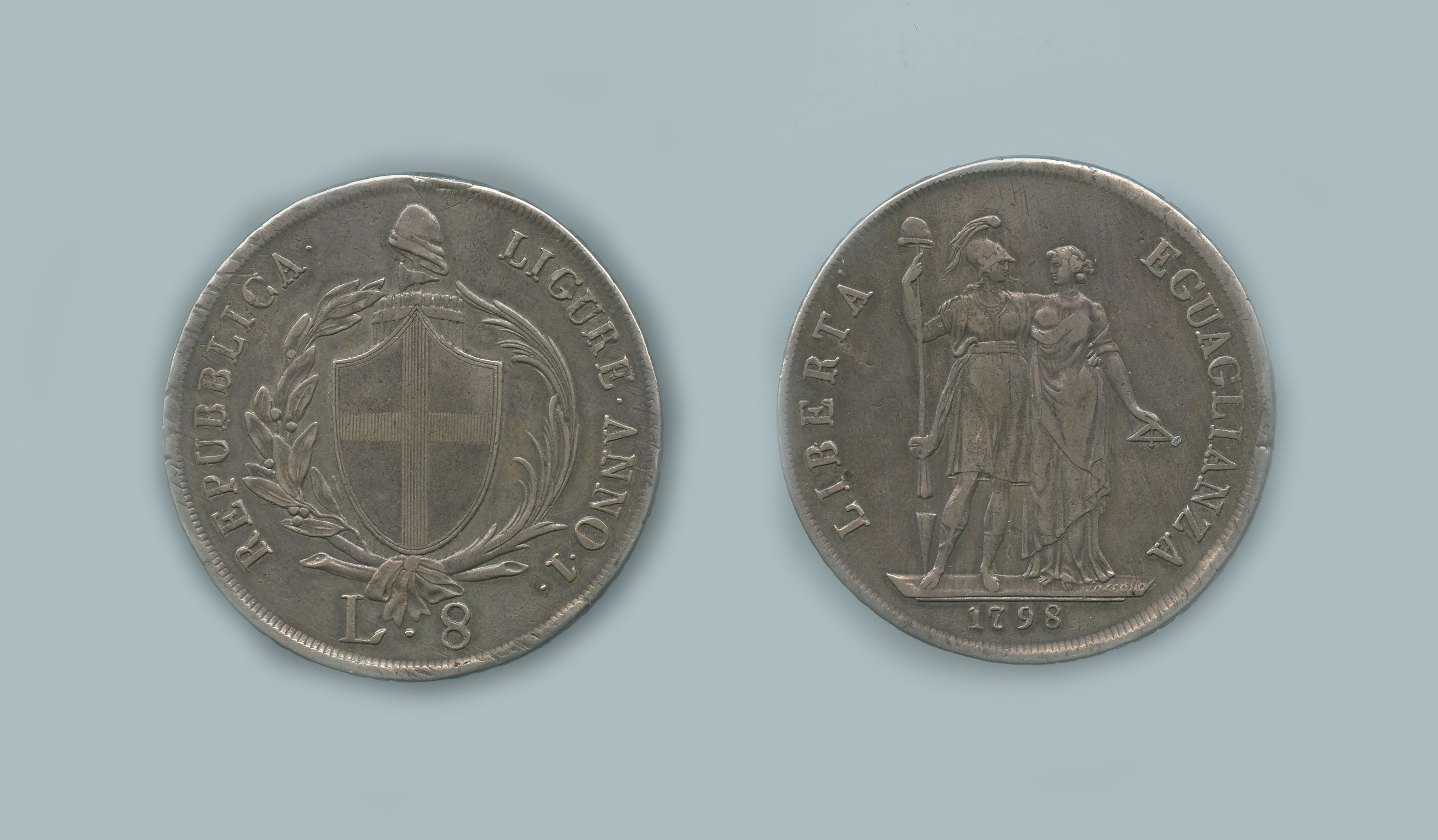 GENOVA, Repubblica Ligure (1798-1805) 8 Lire 1798 Anno 1