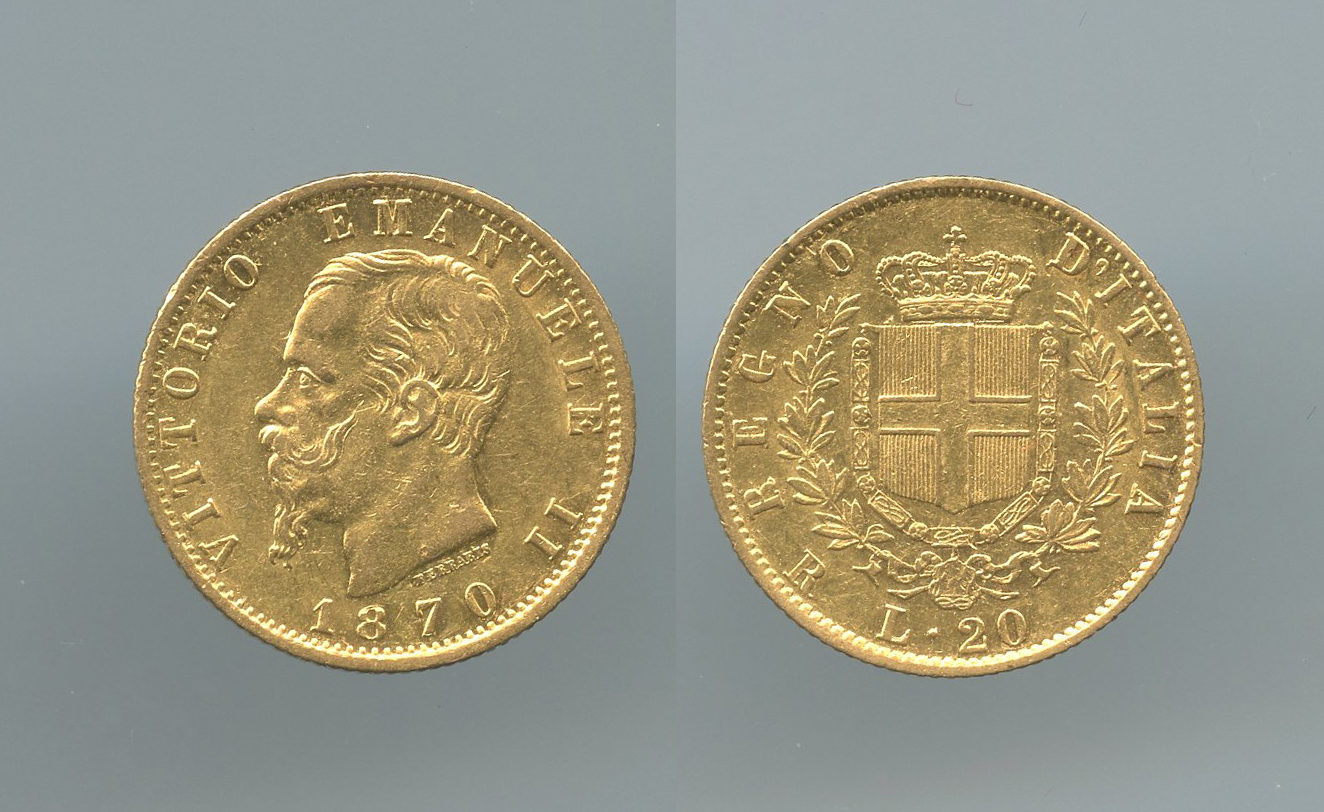 REGNO D' ITALIA, Vittorio Emanuele II (1861-1878) 20 Lire 1870 Roma