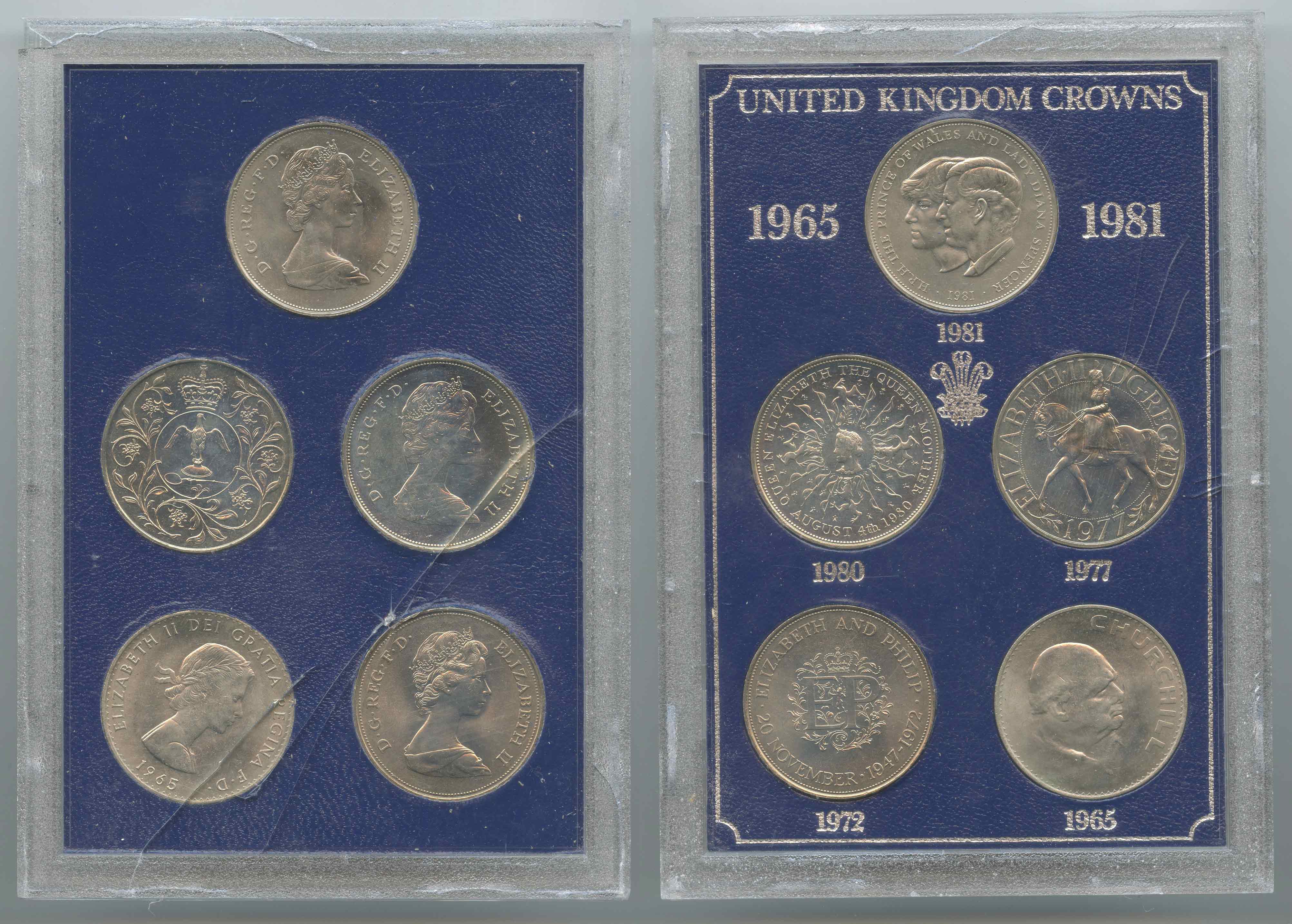 REGNO UNITO, Elizabeth II (1952-2022) Set "United Kingdom crowns 1965-1981"