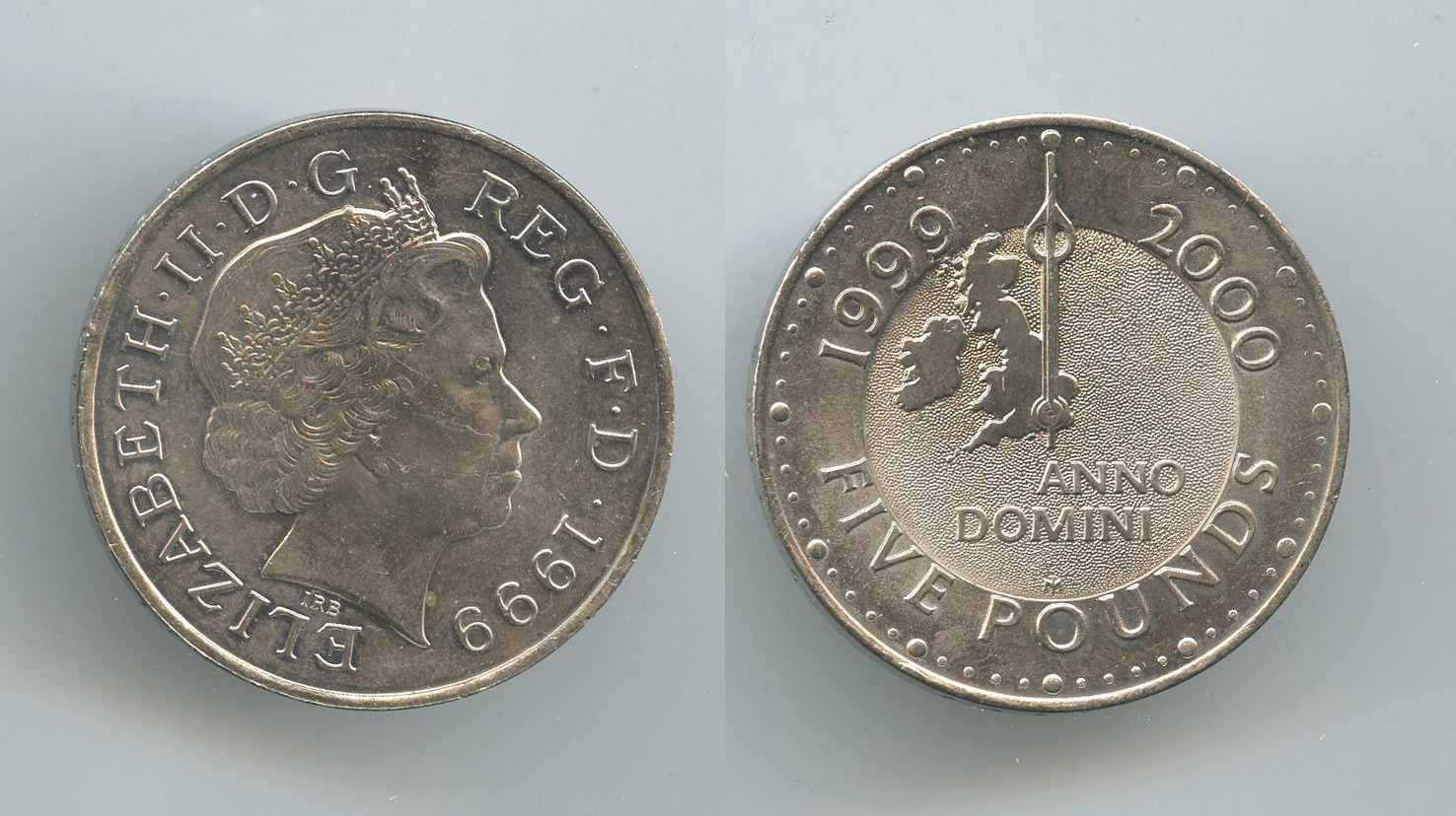 REGNO UNITO, Elizabeth II (1952-2022) 5 Pounds 1999 "Millennium Anno Domini"
