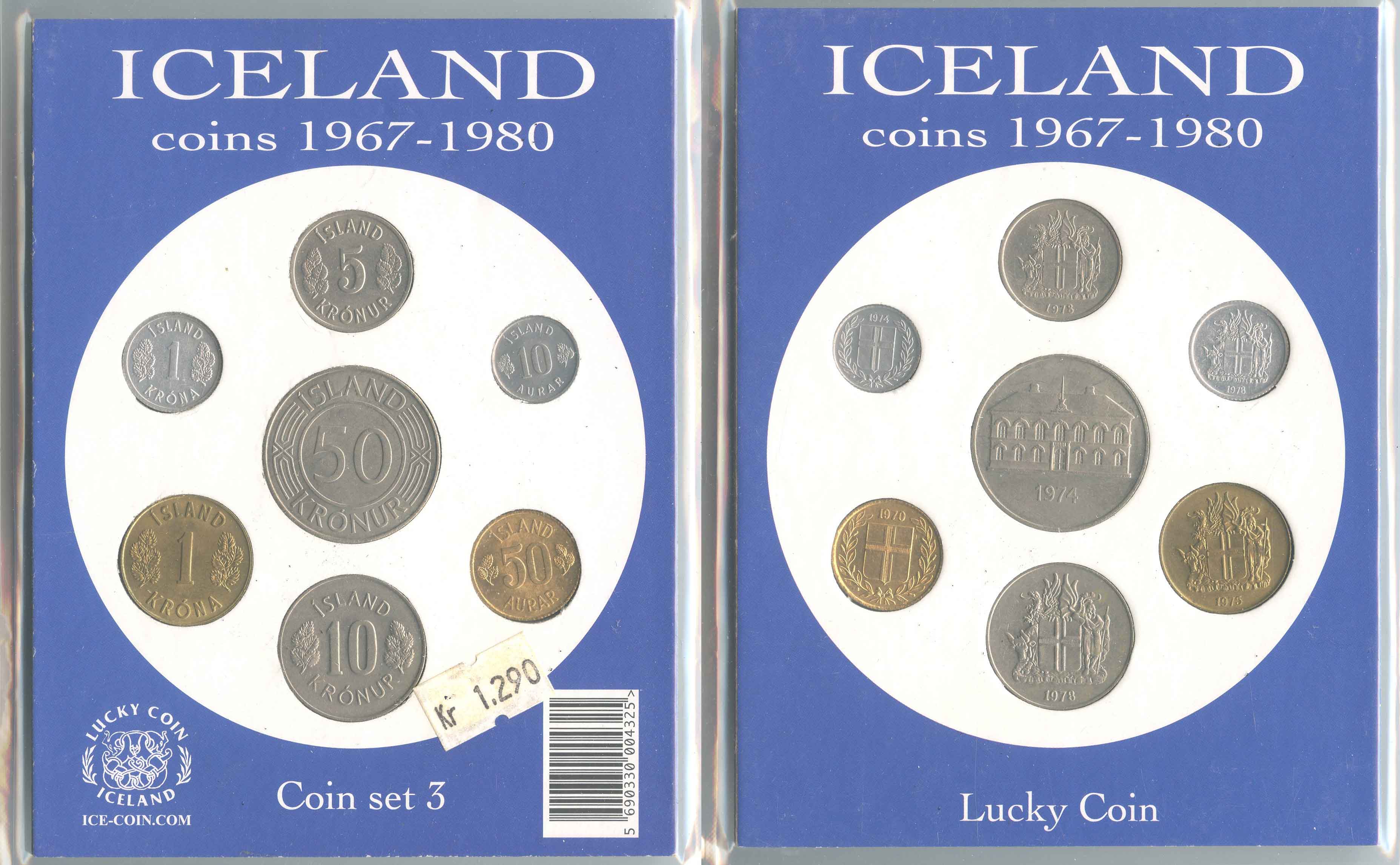 ISLANDA, "Coin set 1967-1980"