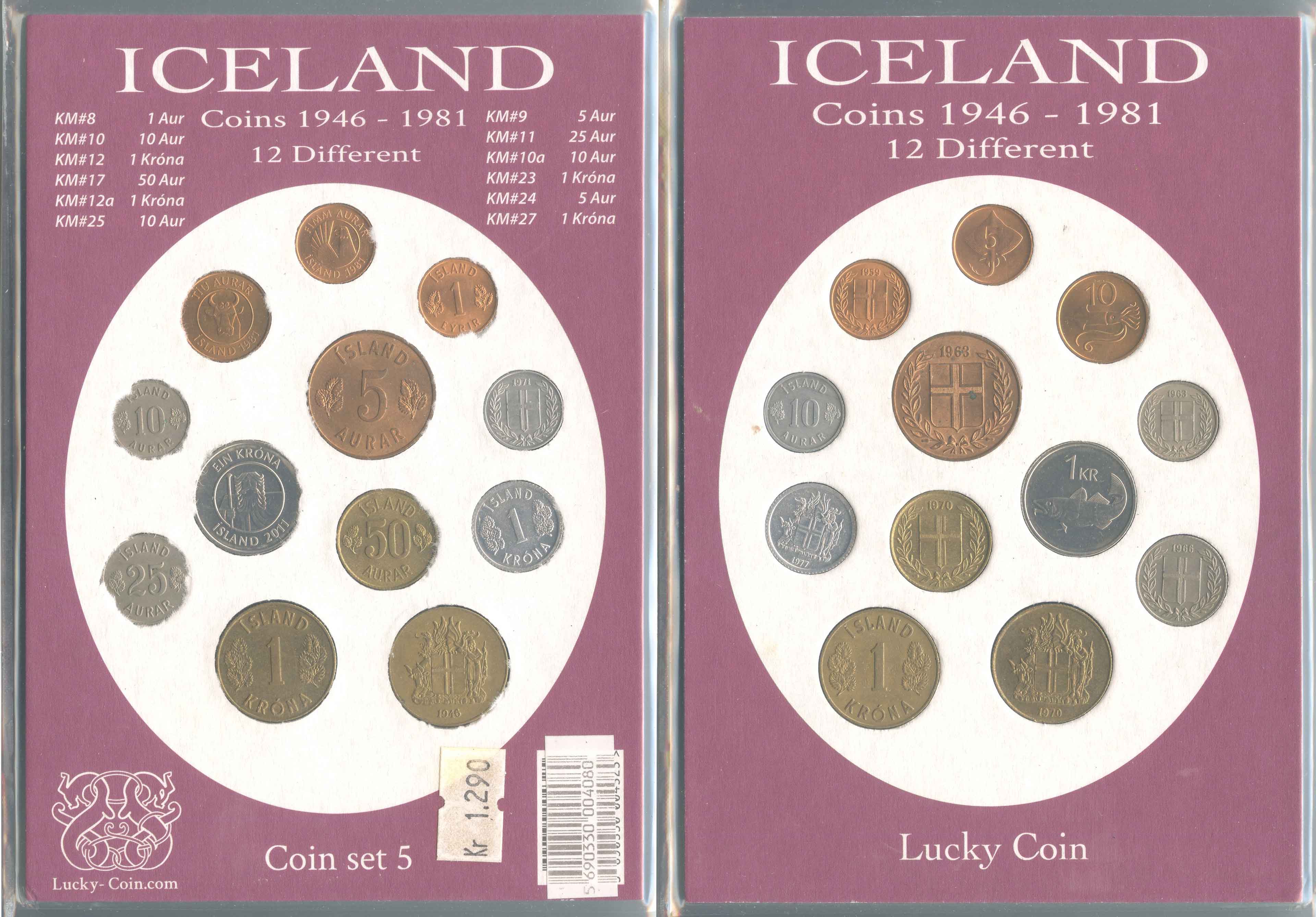 ISLANDA, "Coin set 1946-1981"