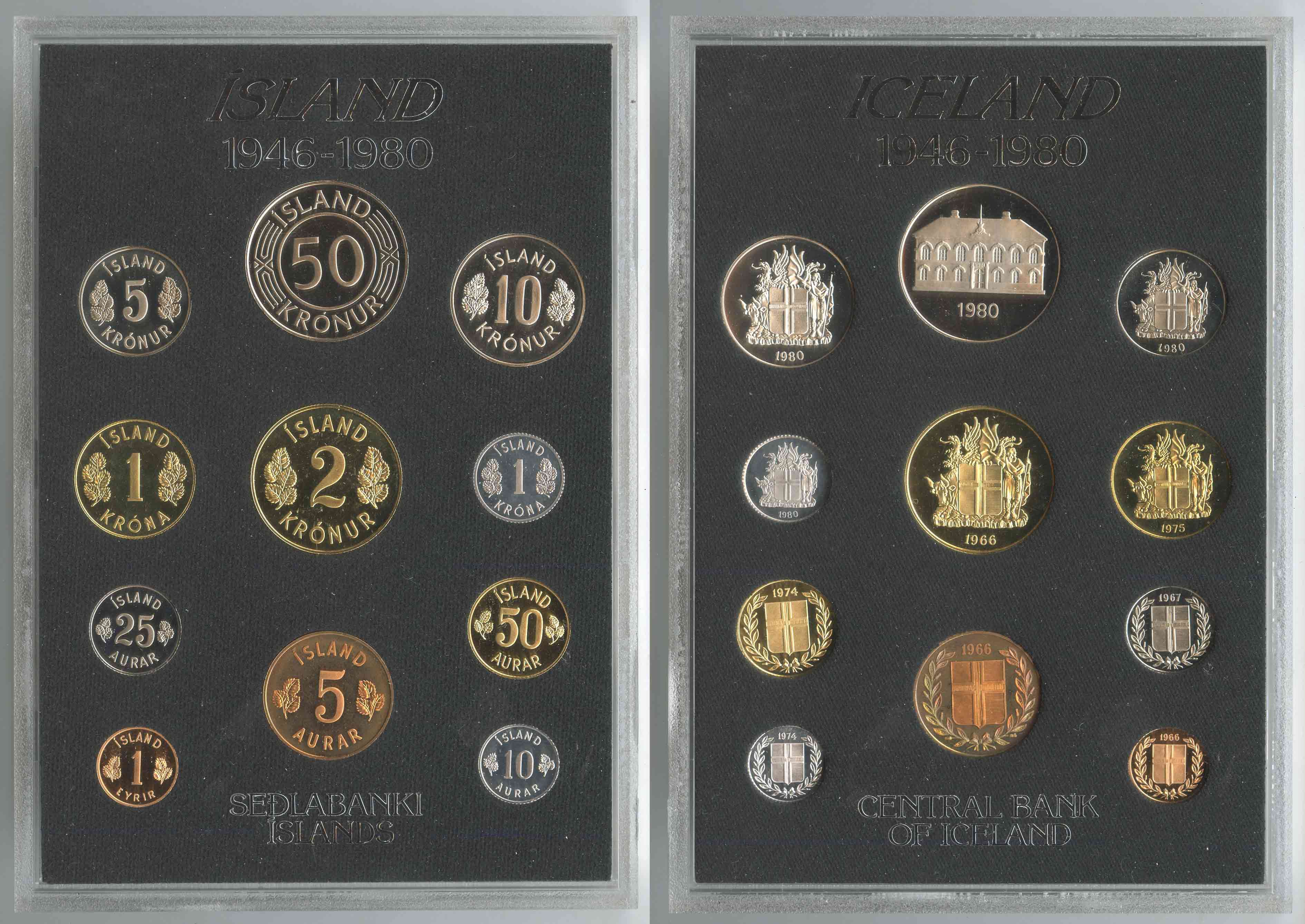 ISLANDA, "Proof coin set 1946-1980"