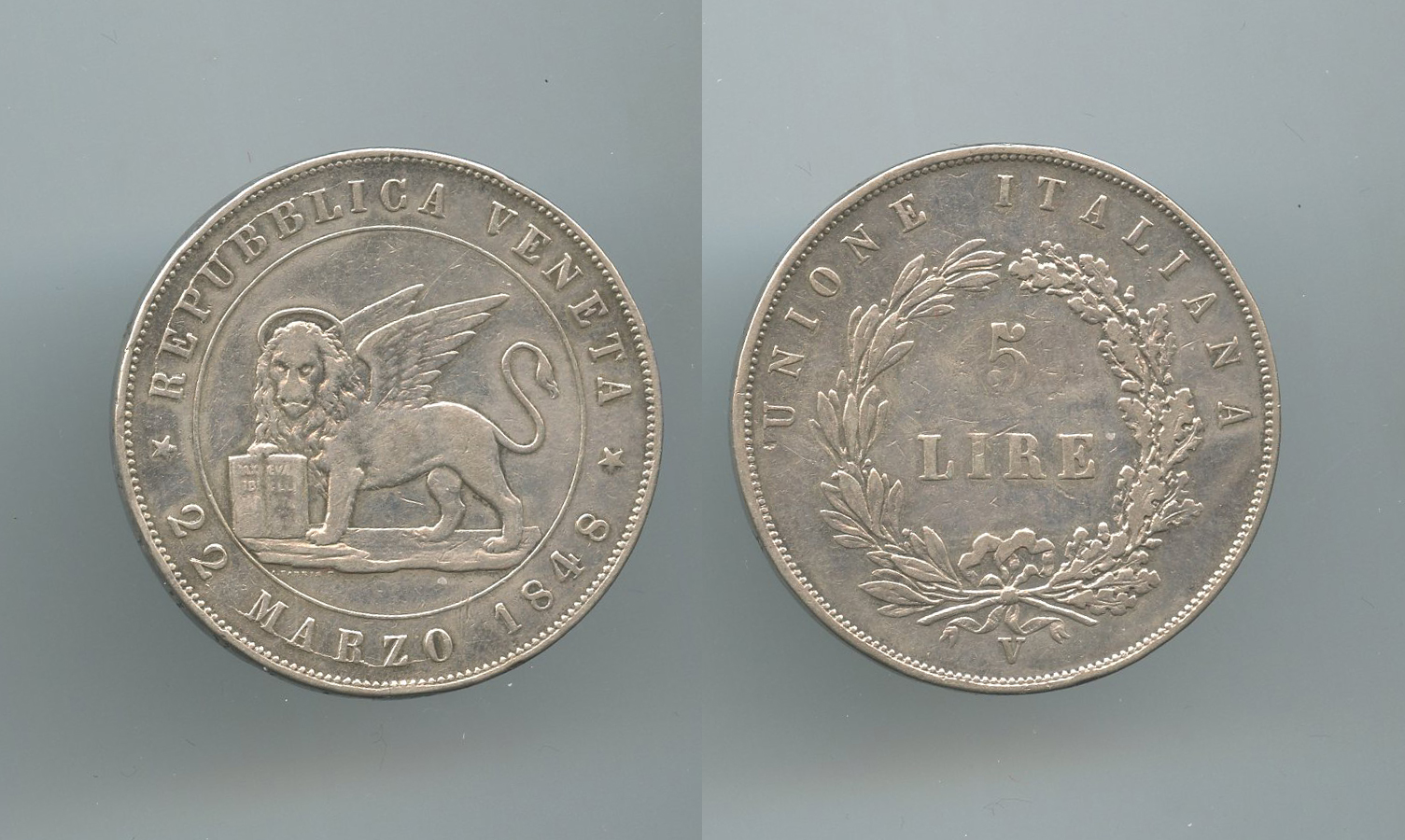 VENEZIA, Governo Provvisorio (1848-1849) 5 Lire 1848