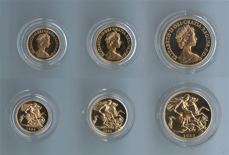 REGNO UNITO, Elizabeth II, Proof set 2 Pounds, Sovereign & 1/2 Sovereign 1983 - Clicca l'immagine per chiudere