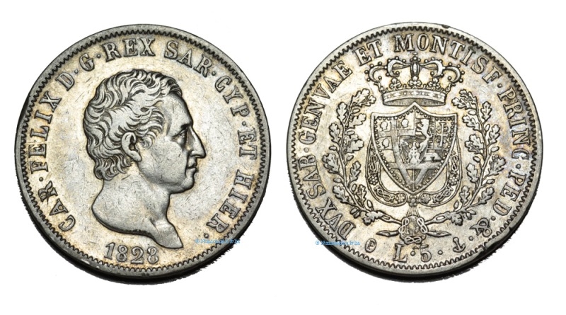 5 Lire 1828, Genova