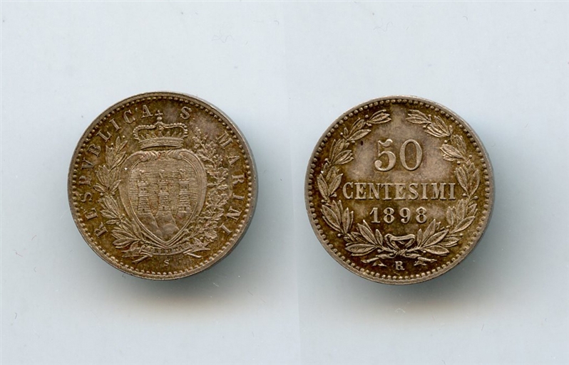 SAN MARINO, 50 Centesimi 1898