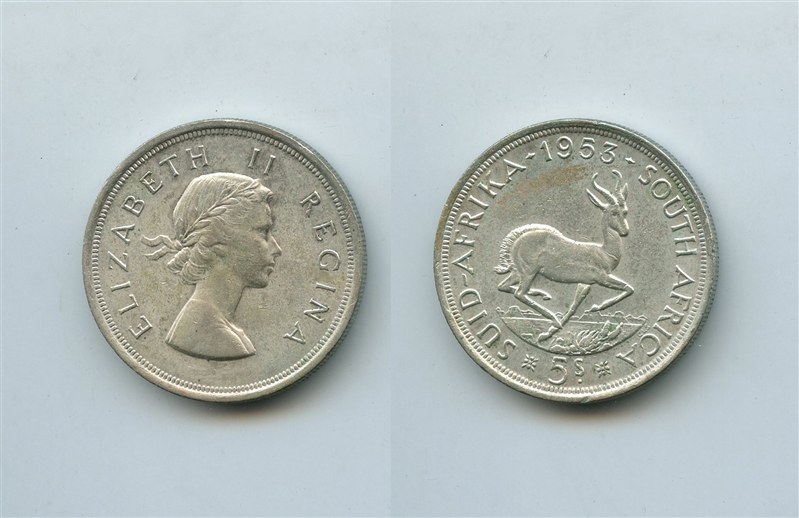 SUDAFRICA, Elizabeth II, 5 Shilling 1953