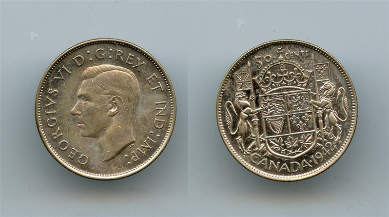 CANADA, Geoge VI (1936-1952) 50 Cents 1942