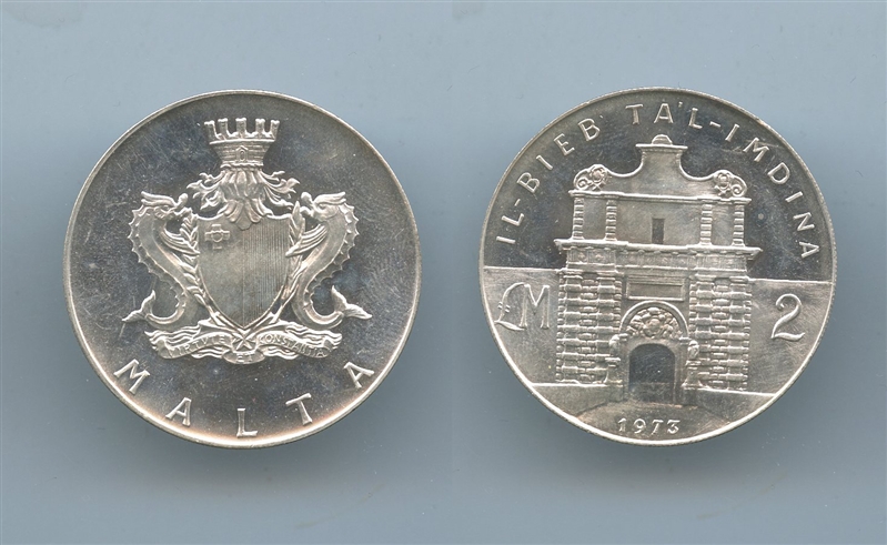 MALTA, 2 Pounds 1973 "Tal-Imdina Gate"