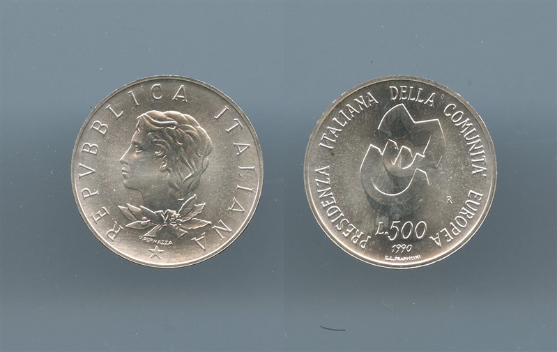 REPUBBLICA ITALIANA, 500 Lire 1990 "CEE" - Clicca l'immagine per chiudere