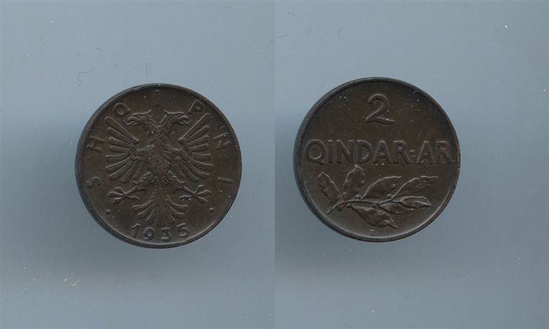 ALBANIA, Zog I (1929-1935) 2 Qindar Ari 1935