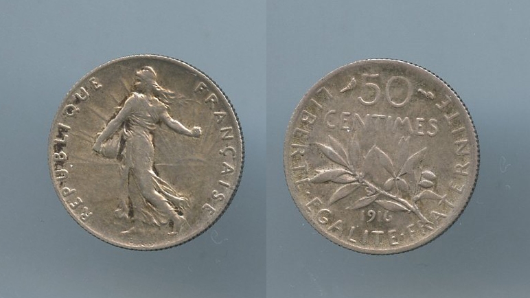 FRANCIA, Terza Repubblica (1871-1940) 50 Centimes 1916