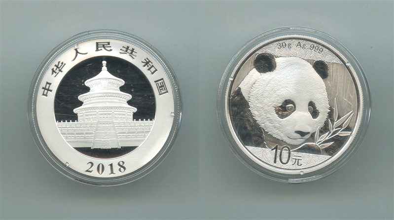 CINA, 10 Yuan 2018, Panda - Clicca l'immagine per chiudere