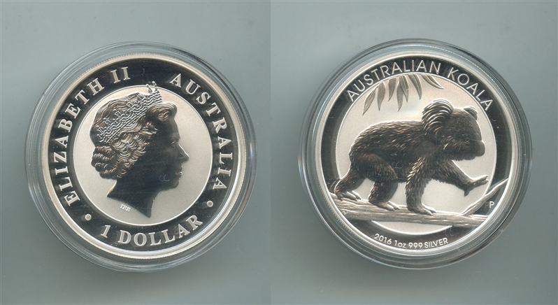 AUSTRALIA, Elizabeth II, 1 Dollar 2016, Koala - Clicca l'immagine per chiudere