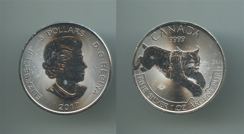 CANADA, Elizabeth II, 5 Dollar 2017, Lince - Clicca l'immagine per chiudere