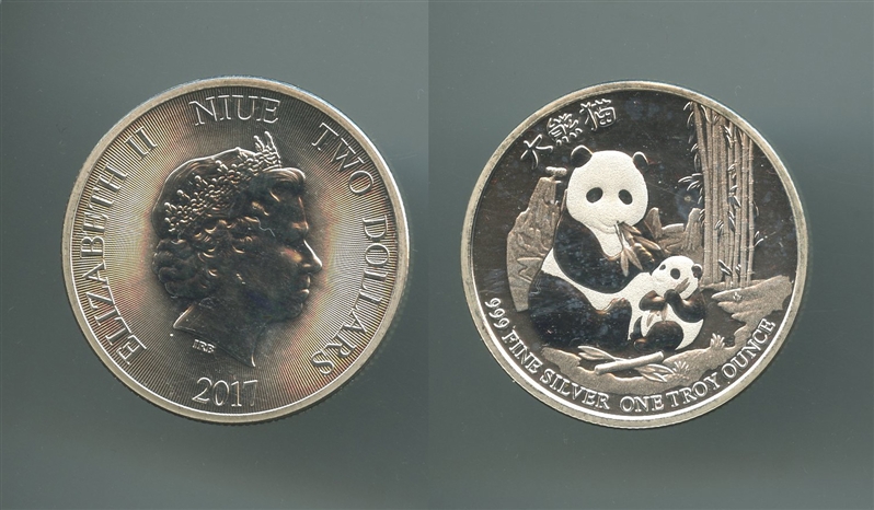 NIUE, Elizabeth II, 2 Dollars 2017, Panda - Clicca l'immagine per chiudere