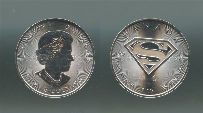 CANADA, Elizabeth II, 5 Dollar 2016, Superman - Clicca l'immagine per chiudere