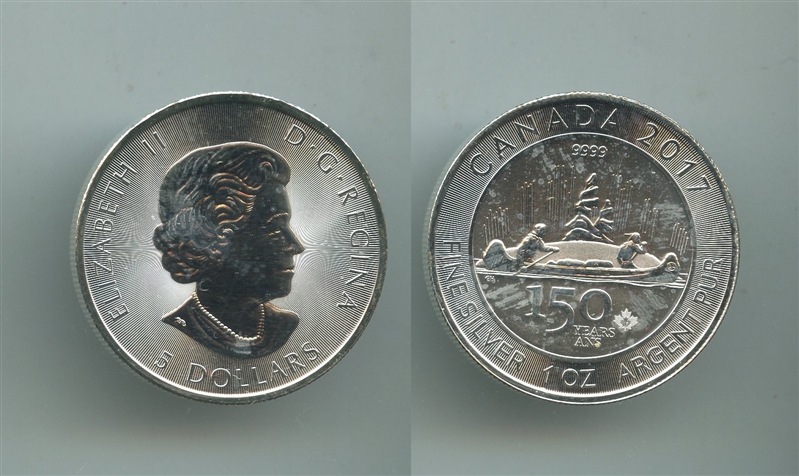 CANADA, Elizabeth II, 5 Dollar 2017, 150 Voyager