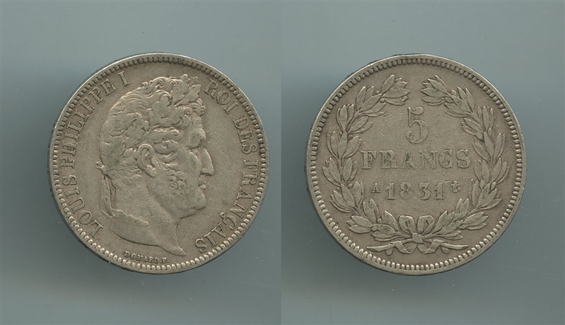 FRANCIA, Louis Philippe (1830-1848) 5 Francs 1831 A