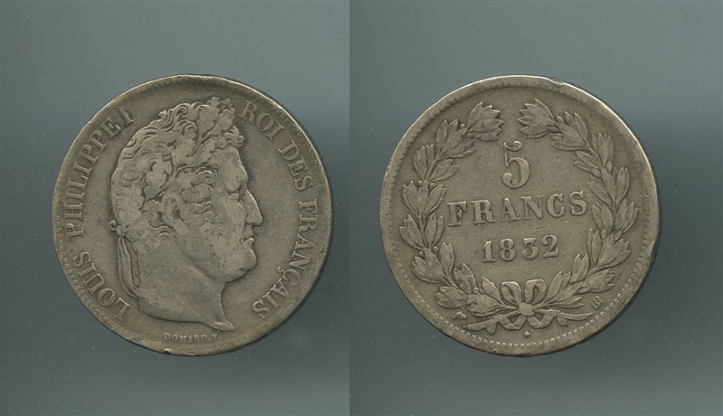 FRANCIA, Louis Philippe (1830-1848) 5 Francs 1832 BB