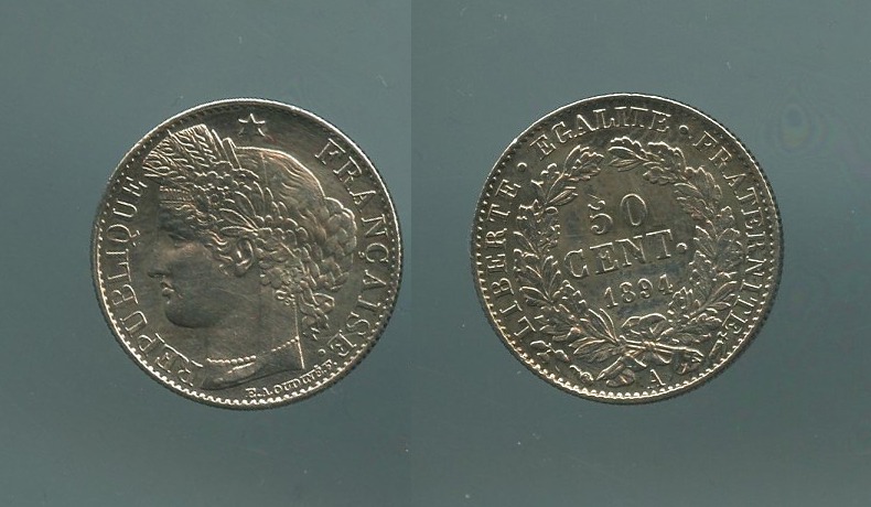 FRANCIA, Terza Repubblica (1870-1940) 50 Centimes 1894 A