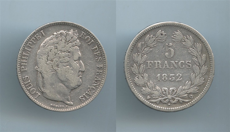 FRANCIA, Louis Philippe I (1830-1848) 5 Francs 1832 Q
