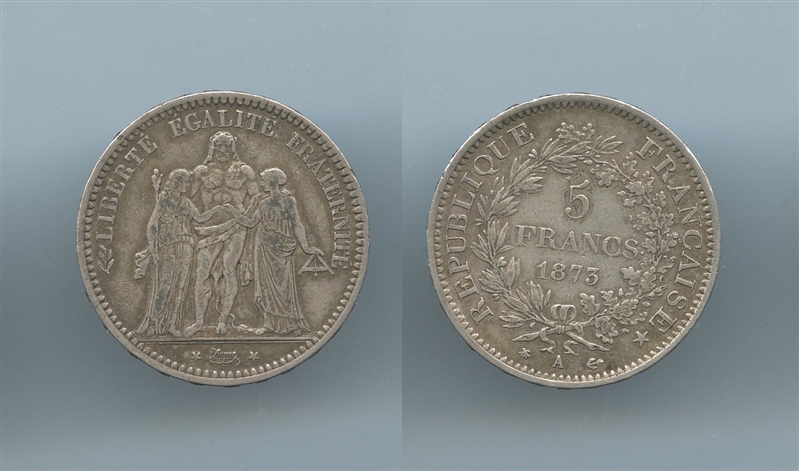 FRANCIA, Terza Repubblica (1870-1940) 5 Francs 1873 A - Clicca l'immagine per chiudere