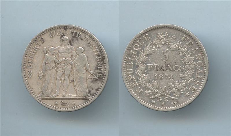 FRANCIA, Terza Repubblica (1870-1940) 5 Francs 1874 A