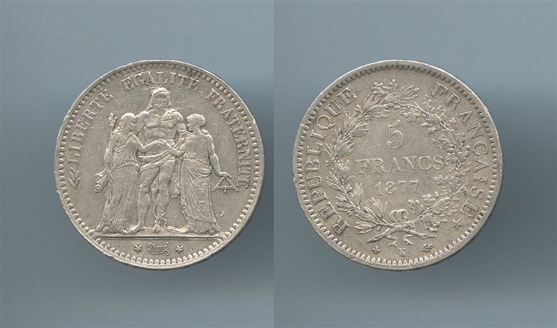 FRANCIA, Terza Repubblica (1870-1940) 5 Francs 1876 K