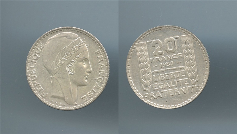 FRANCIA, Terza Repubblica (1870-1940) 20 Francs 1934 - Clicca l'immagine per chiudere