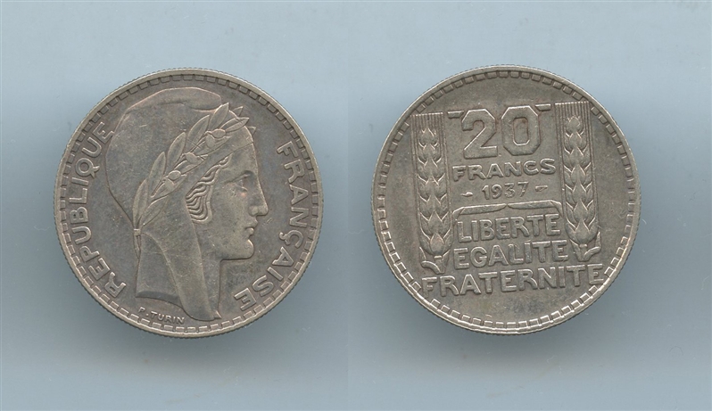 FRANCIA, Terza Repubblica (1870-1940) 20 Francs 1937