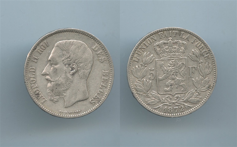 BELGIO, Leopoldo II (1865-1909) 5 Francs 1872