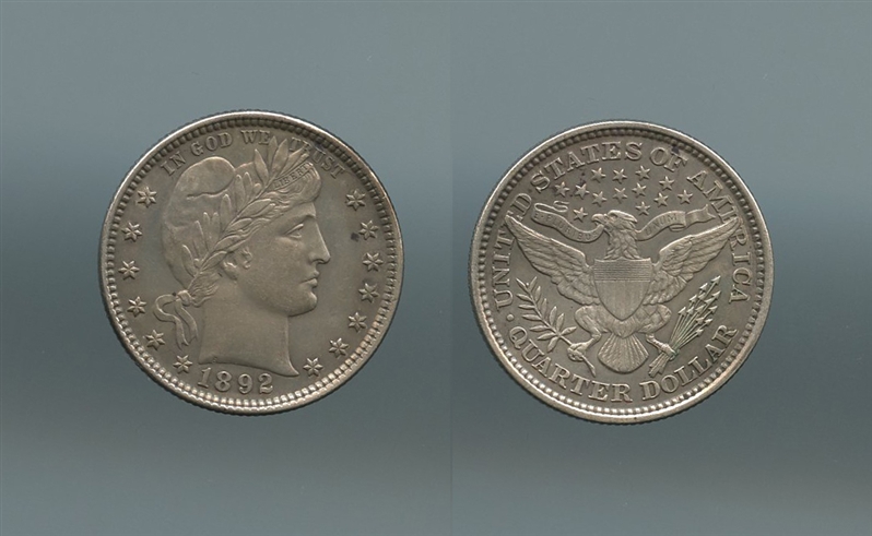 USA, Quarter Dollar 1892, Barber - Clicca l'immagine per chiudere