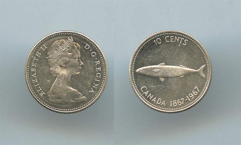 CANADA, Elizabeth II, 10 Cents 1967