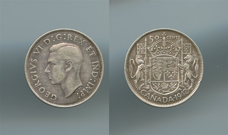 CANADA, George VI (1936-1952) 50 Cents 1942