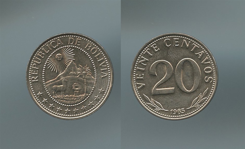 BOLIVIA, 20 Centavos 1965