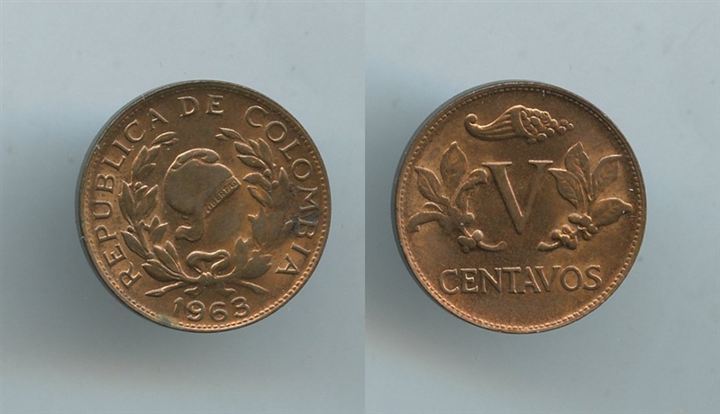 COLOMBIA, 5 Centavos 1963 - Clicca l'immagine per chiudere