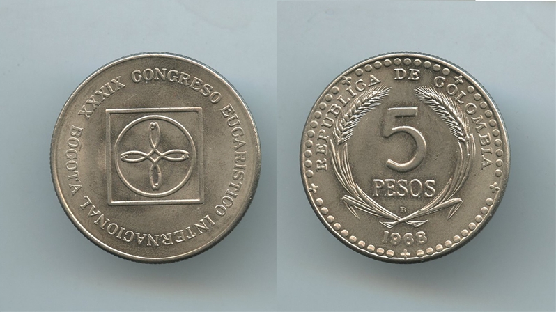 COLOMBIA, 5 Pesos 1968 - Clicca l'immagine per chiudere