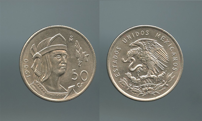 MESSICO, 50 Centavos 1950 - Clicca l'immagine per chiudere